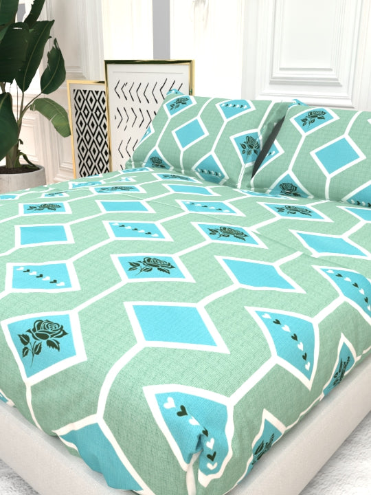 Clay Double Bed Pure Cotton Sheet Set - Cyan Blue