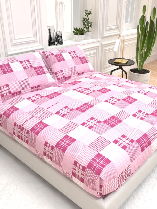 Clay Double Bed Pure Cotton Sheet Set - Dusty Pink