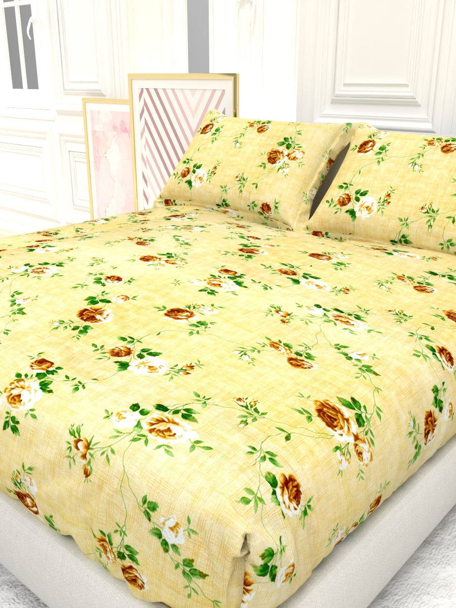 Georgia Double Size Satin Twill Bedsheet Set - Beige Yellow