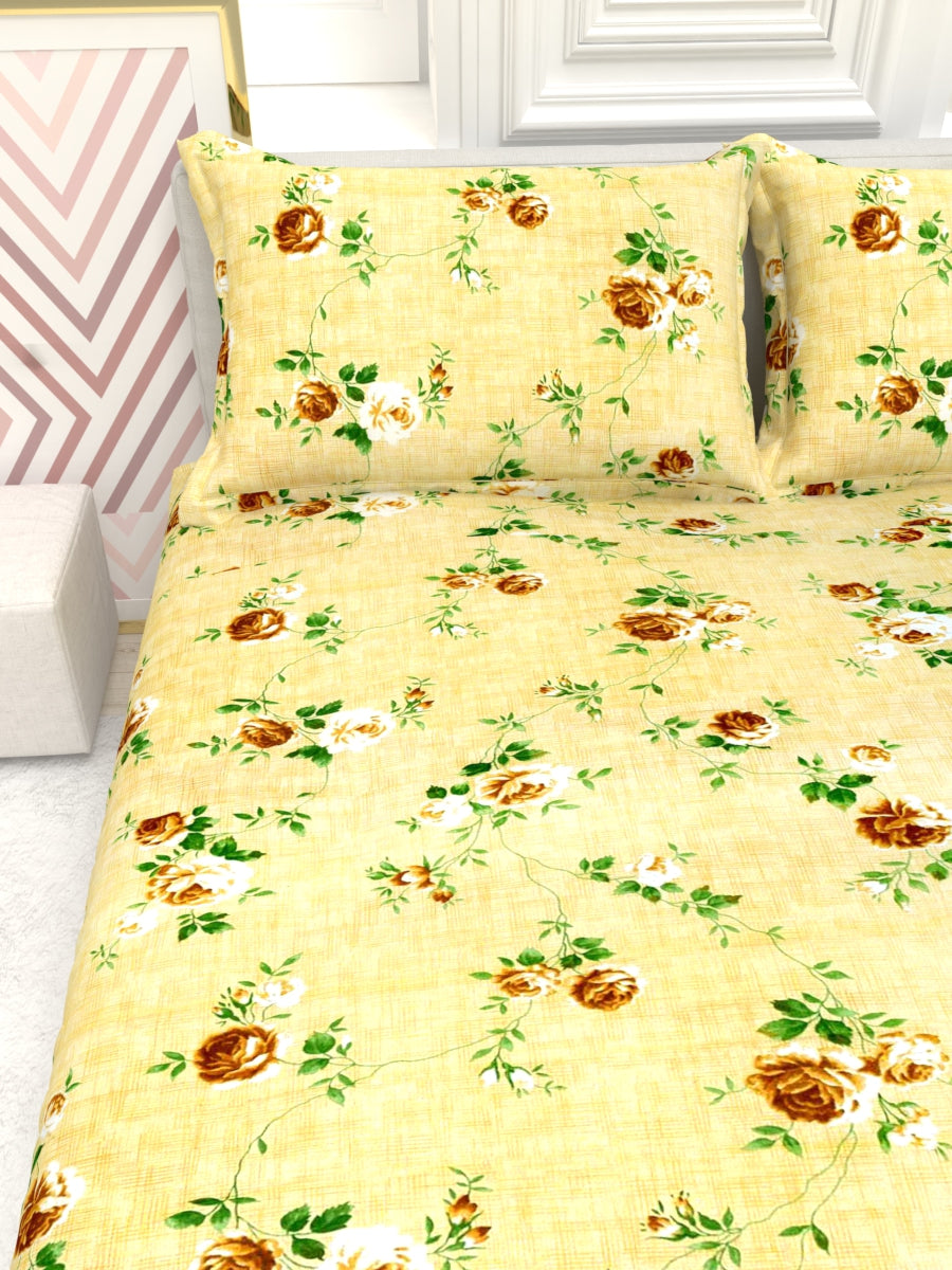 Georgia Double Size Satin Twill Bedsheet Set - Beige Yellow