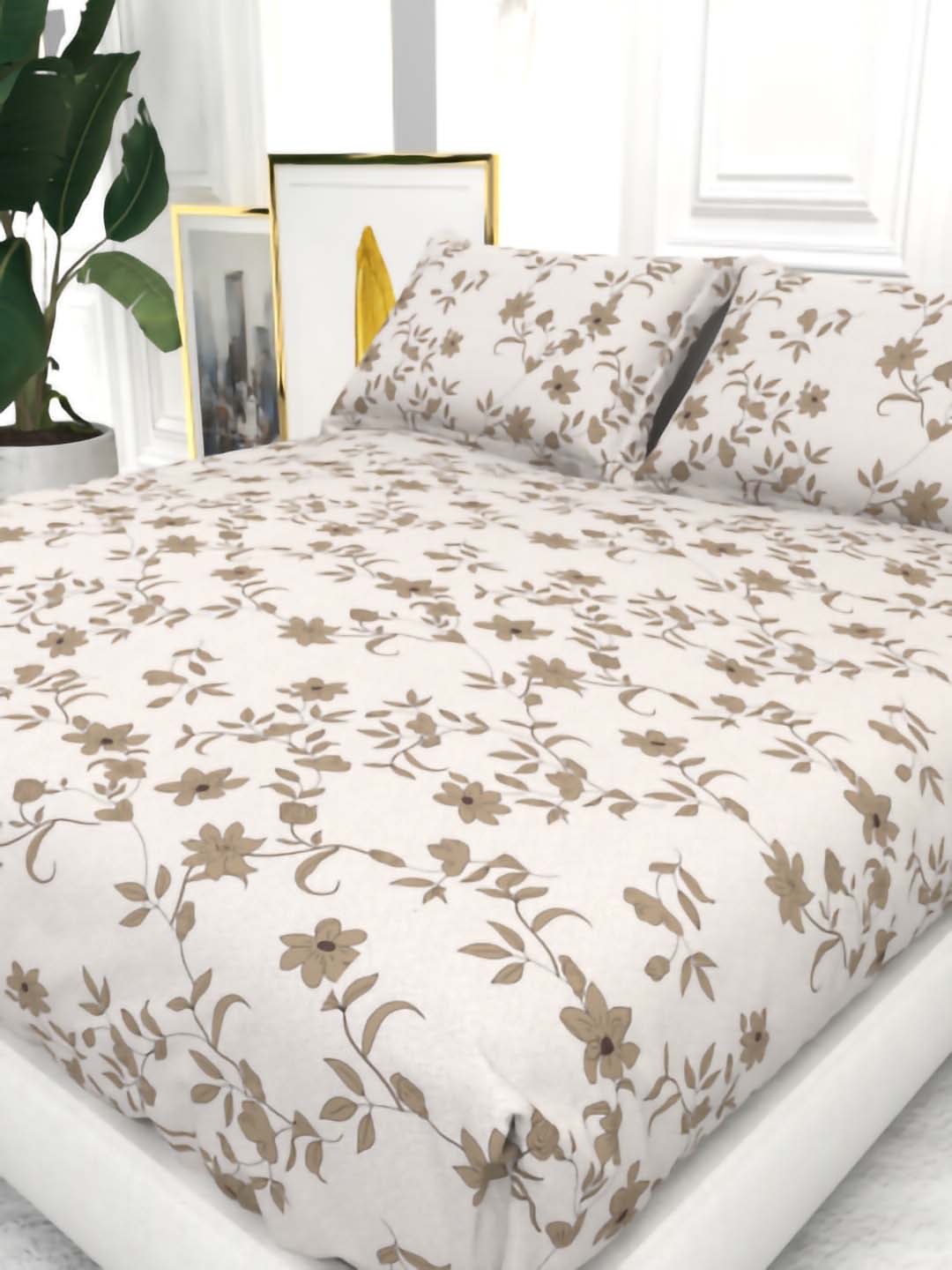 Cider Double Bed Micro-Cotton Sheet Set - Beige Brown
