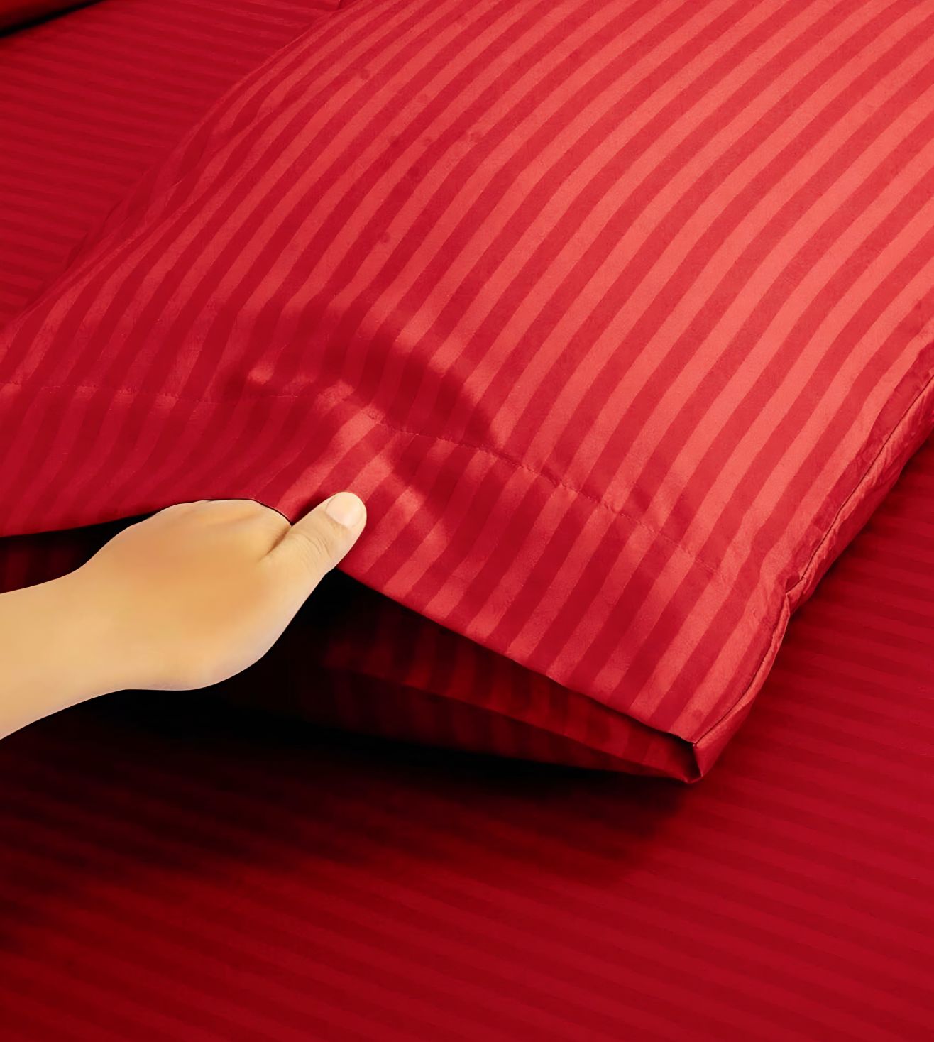 Sapphire 3-Piece 100% Cotton Satin Bedsheet Set - Red