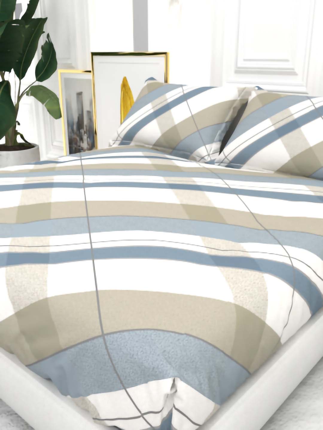 Cider King Size Micro-Cotton Sheet Set - Cream & Gray