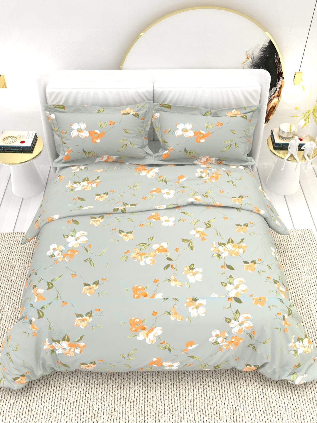 Clay Double Bed Pure Cotton Sheet Set - Gray