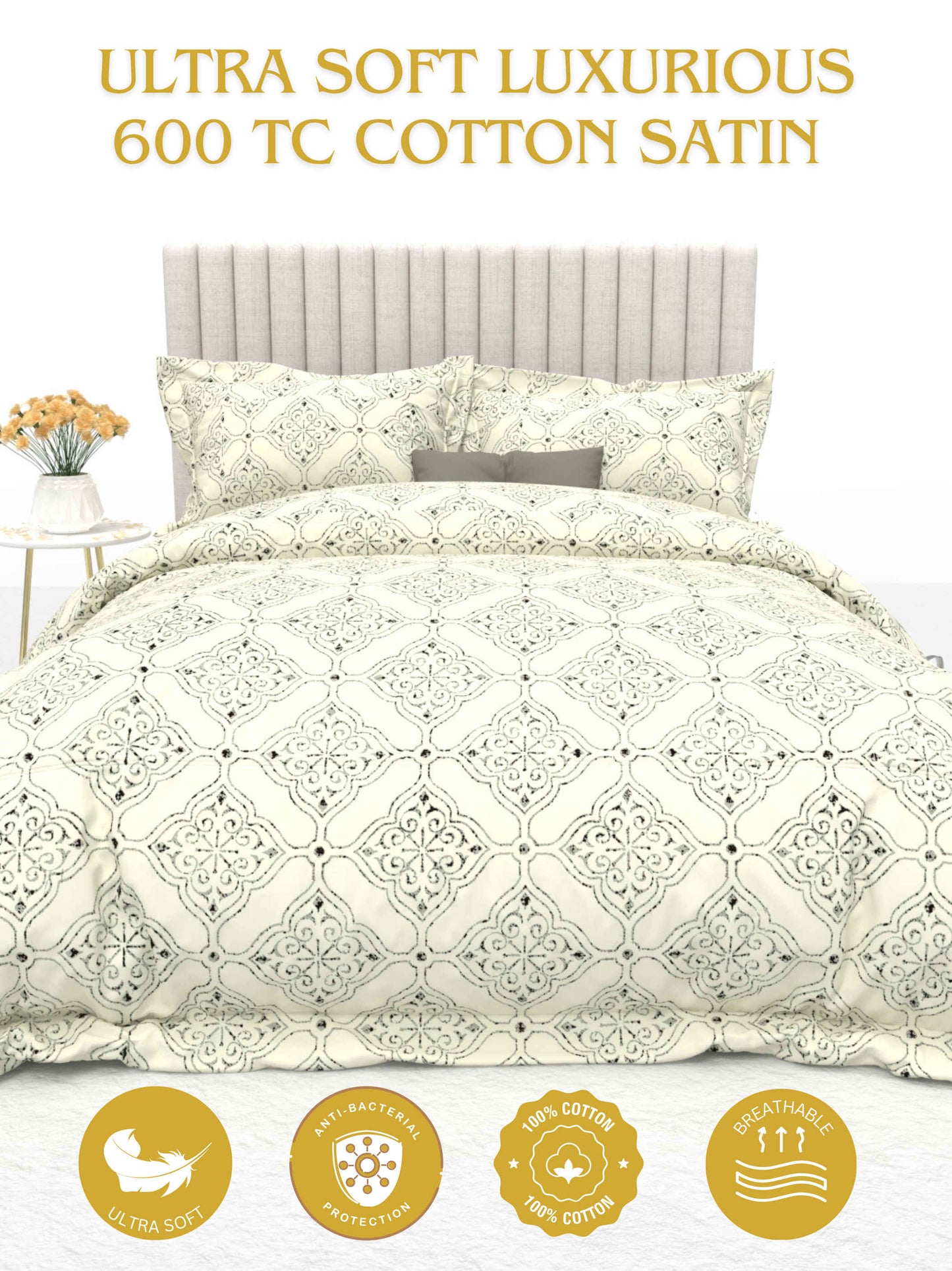 Primrose King Size 600TC Luxury Satin Bedsheet Set - [Insert Design Name]