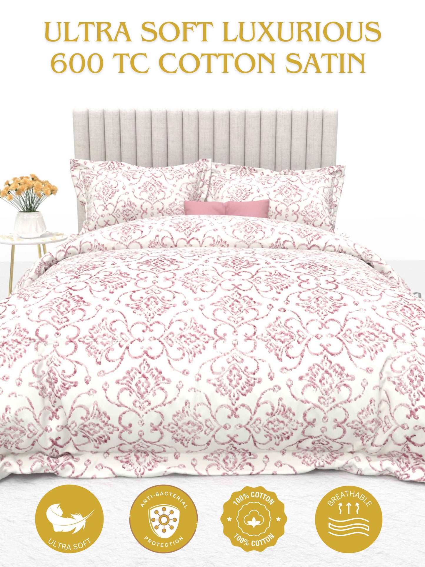 Primrose King Size 600TC Luxury Satin Bedsheet Set - [Insert Design Name]