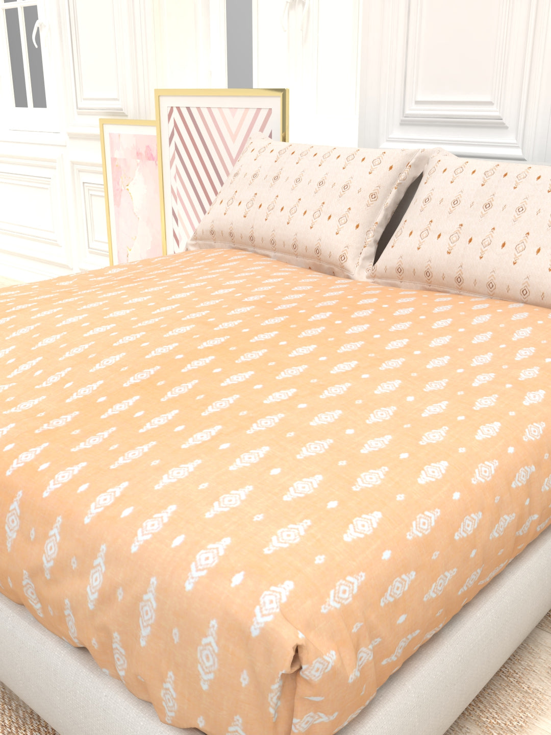 Orchid King Size Percale Bedsheet Set - Peach