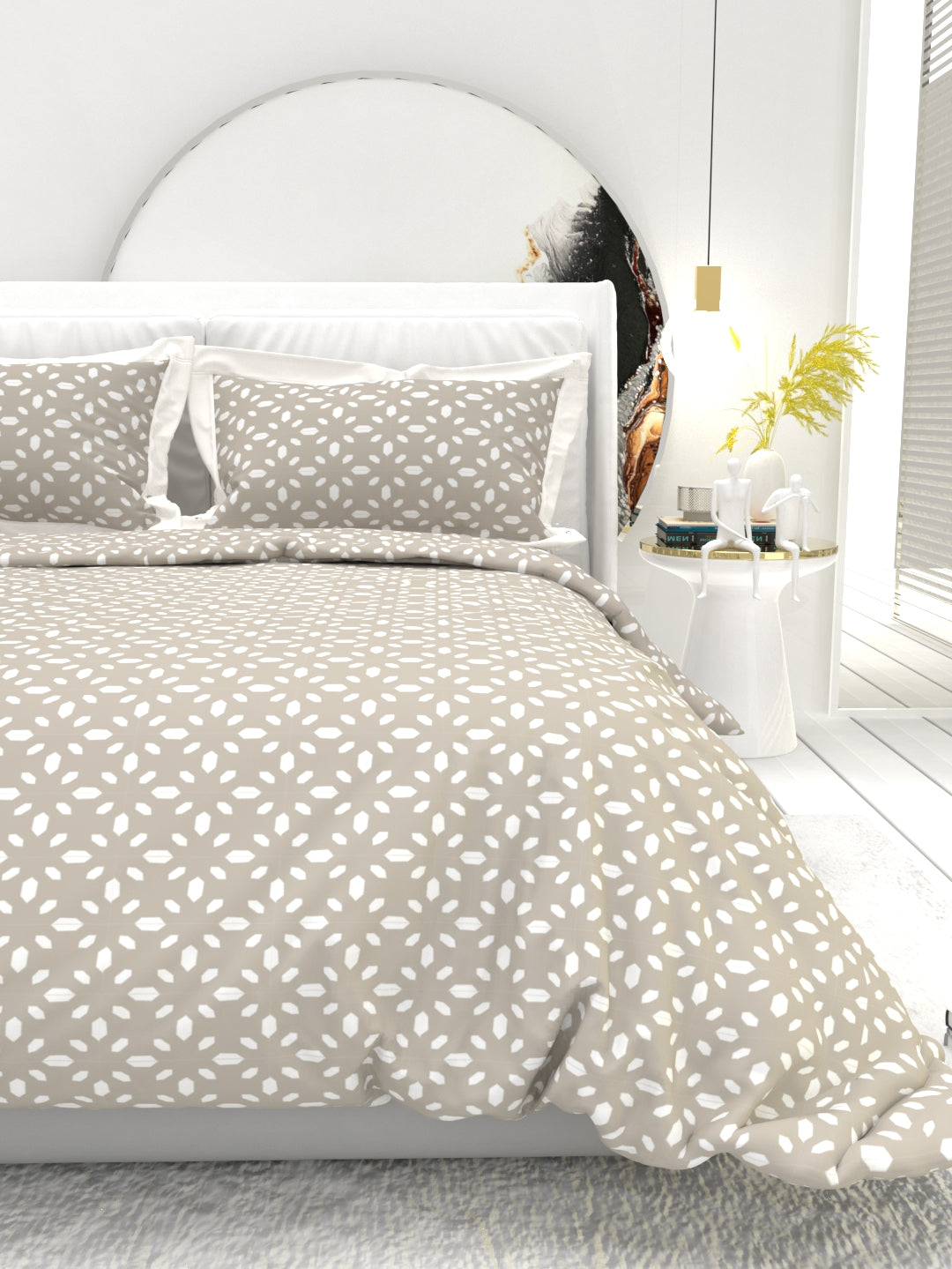 Carnation King Size Bedsheet Set with Contrast Border - Soft Gray