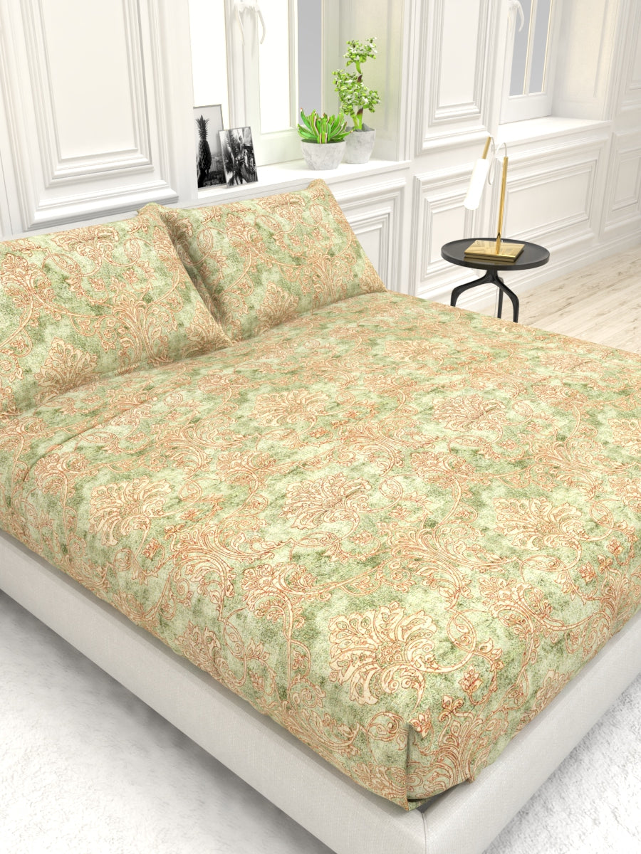 Georgia Double Size Satin Twill Bedsheet Set - Taupe & Peach