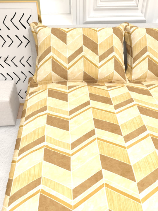 Clay Double Bed Pure Cotton Sheet Set - Amber Brown