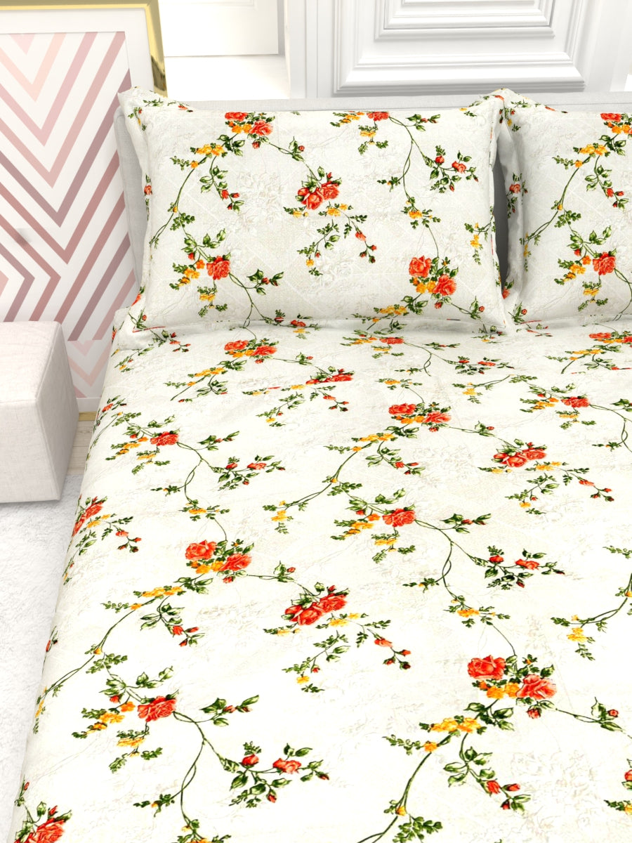 Georgia Double Size Satin Twill Bedsheet Set - Cream & Saffron