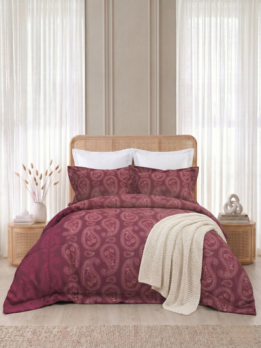 Bruno King Size Reactive Satin Bedsheet Set - Magenta