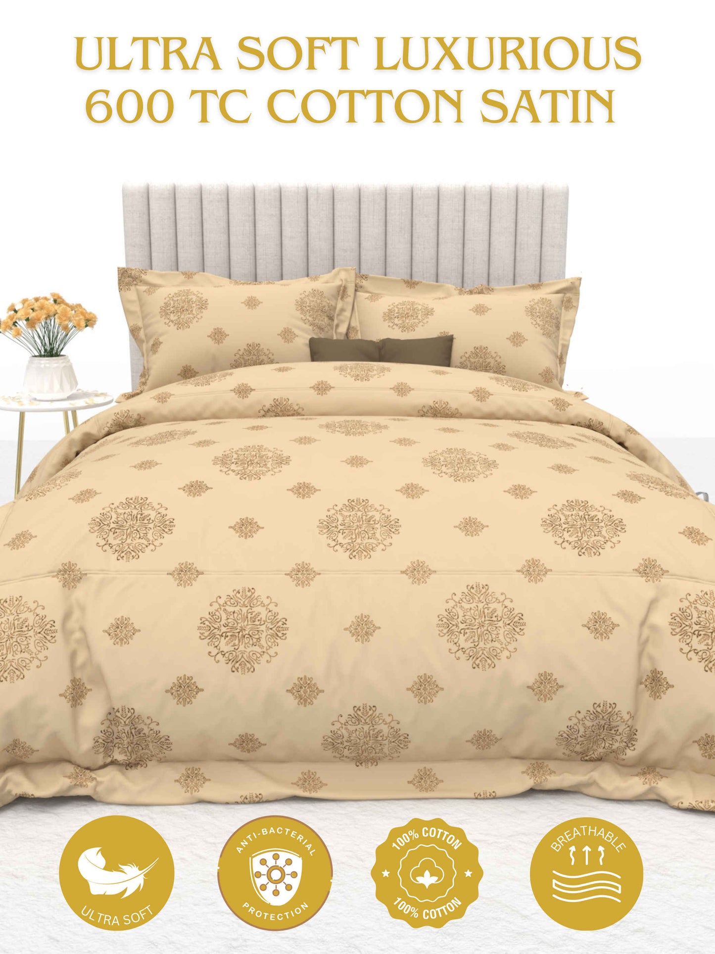 Primrose King Size 600TC Luxury Satin Bedsheet Set - [Insert Design Name]