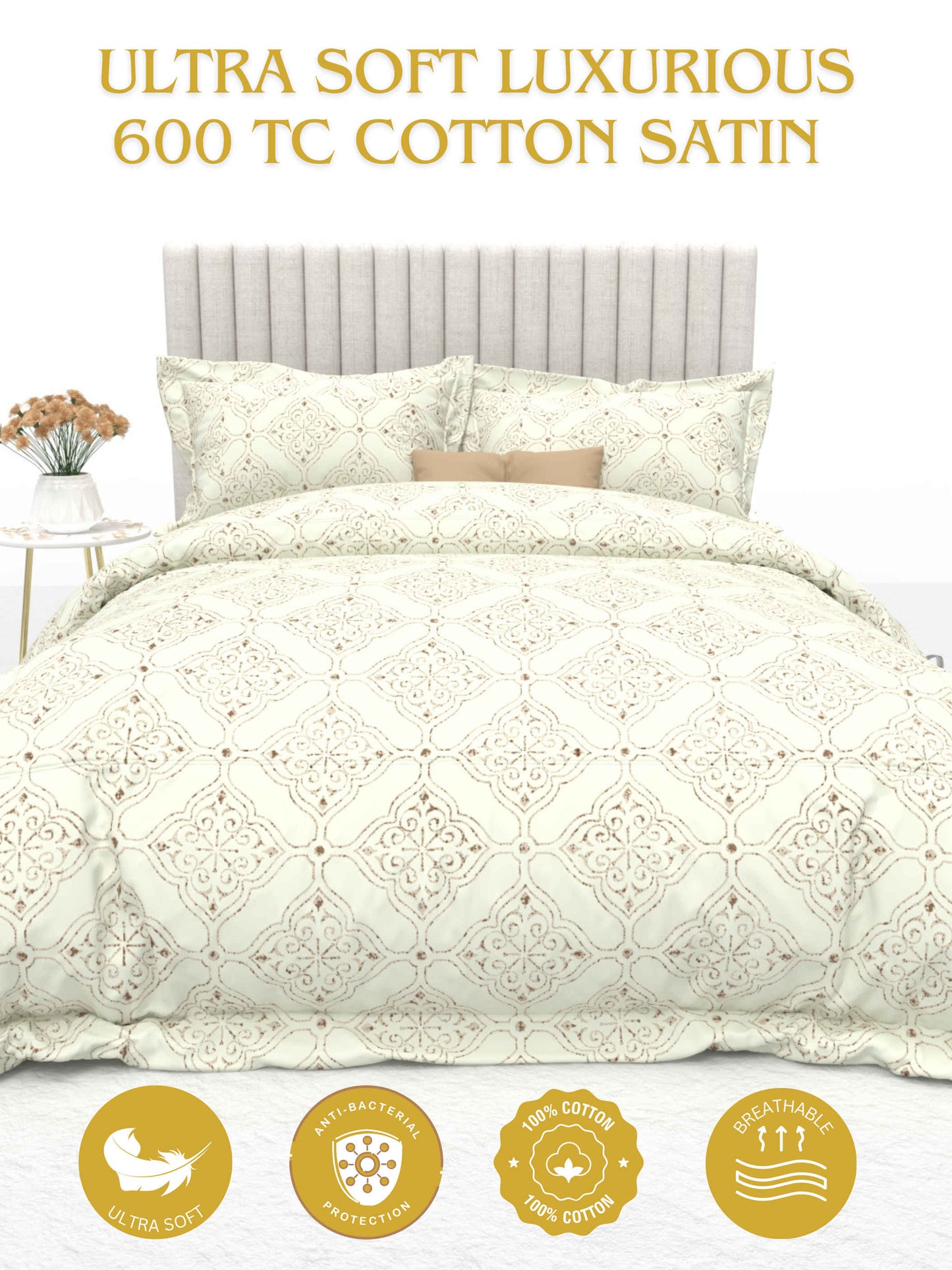 Primrose King Size 600TC Luxury Satin Bedsheet Set - [Insert Design Name]