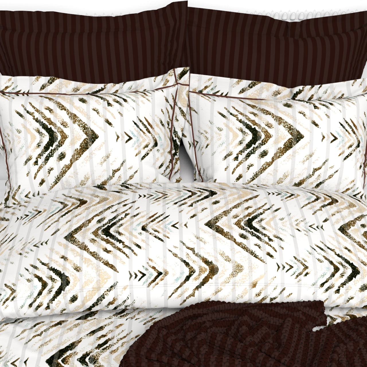 Christie King Size Self-Striped Satin Bedsheet Set (4 Pillow Covers)