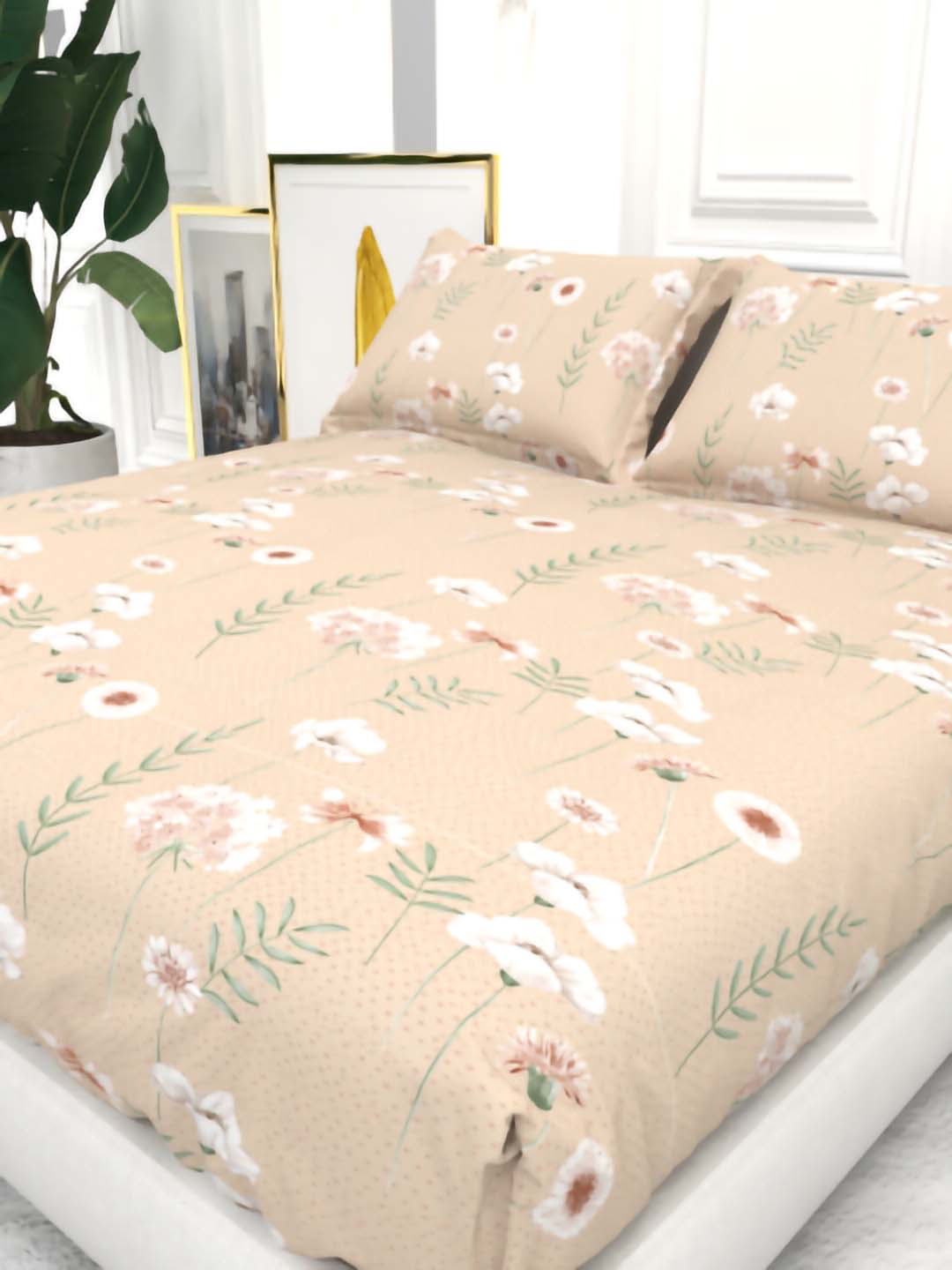 Cider King Size Micro-Cotton Sheet Set - Peach & White