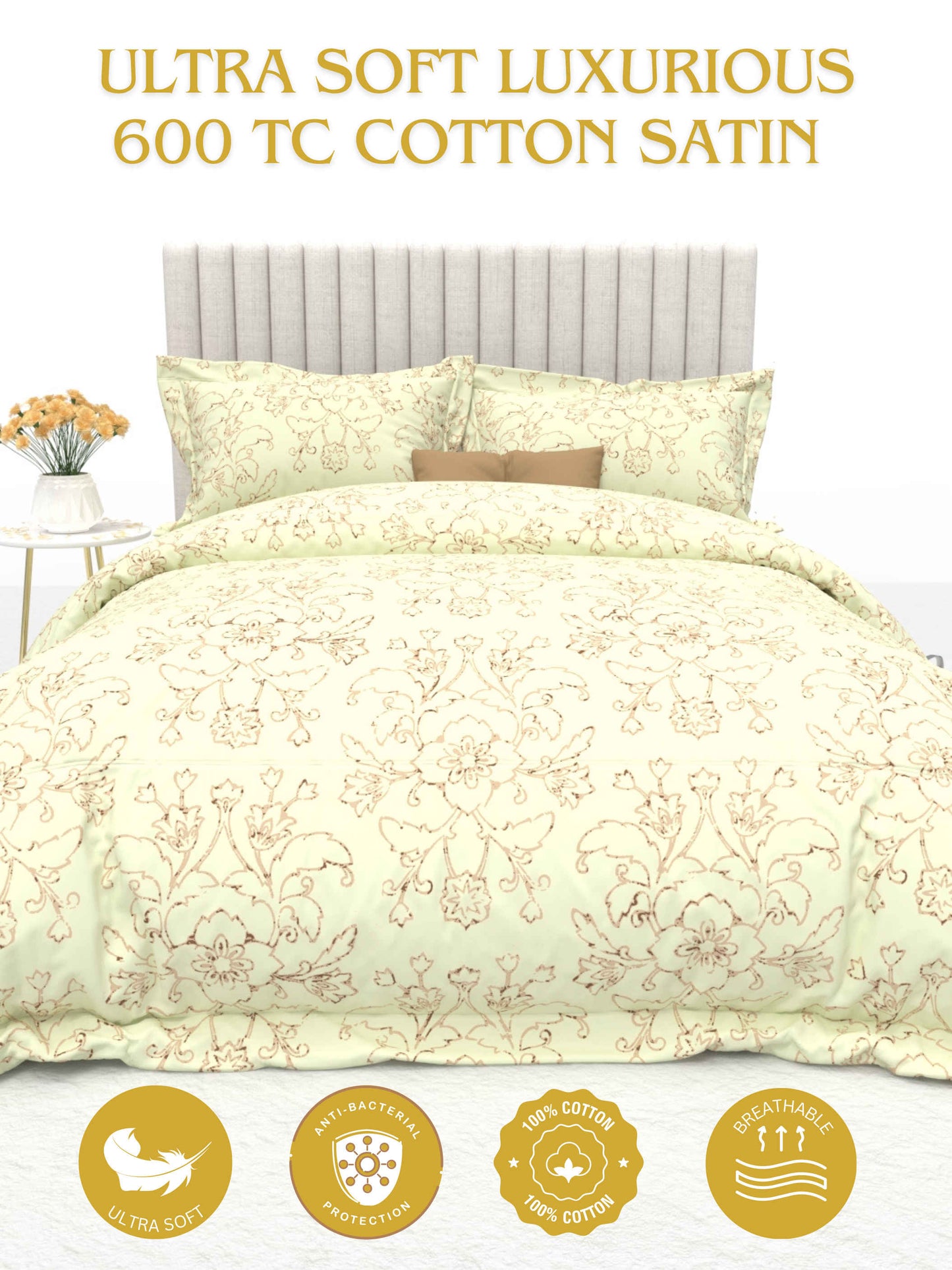Primrose King Size 600TC Luxury Satin Bedsheet Set - [Insert Design Name]