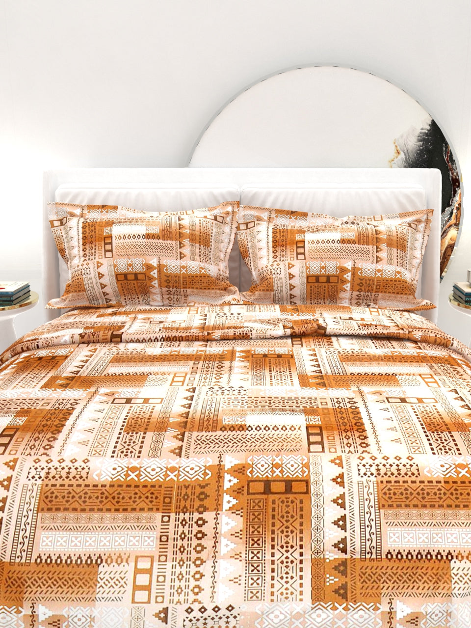 Georgia Double Size Satin Twill Bedsheet Set - Ochre Beige