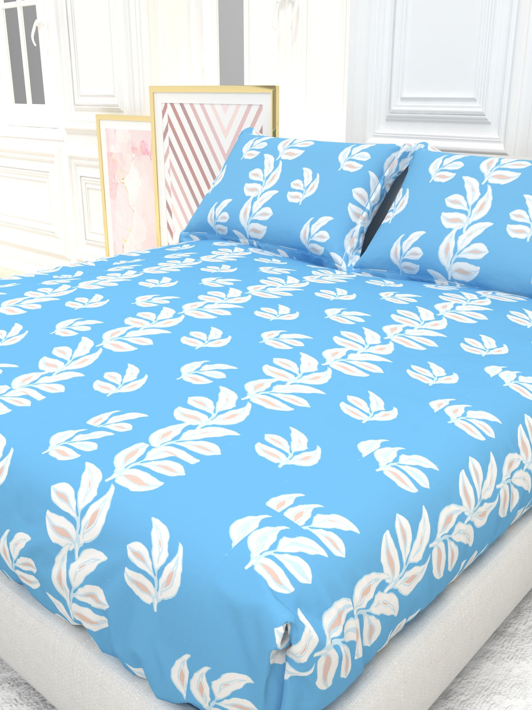 Orchid King Size Percale Bedsheet Set - Blue