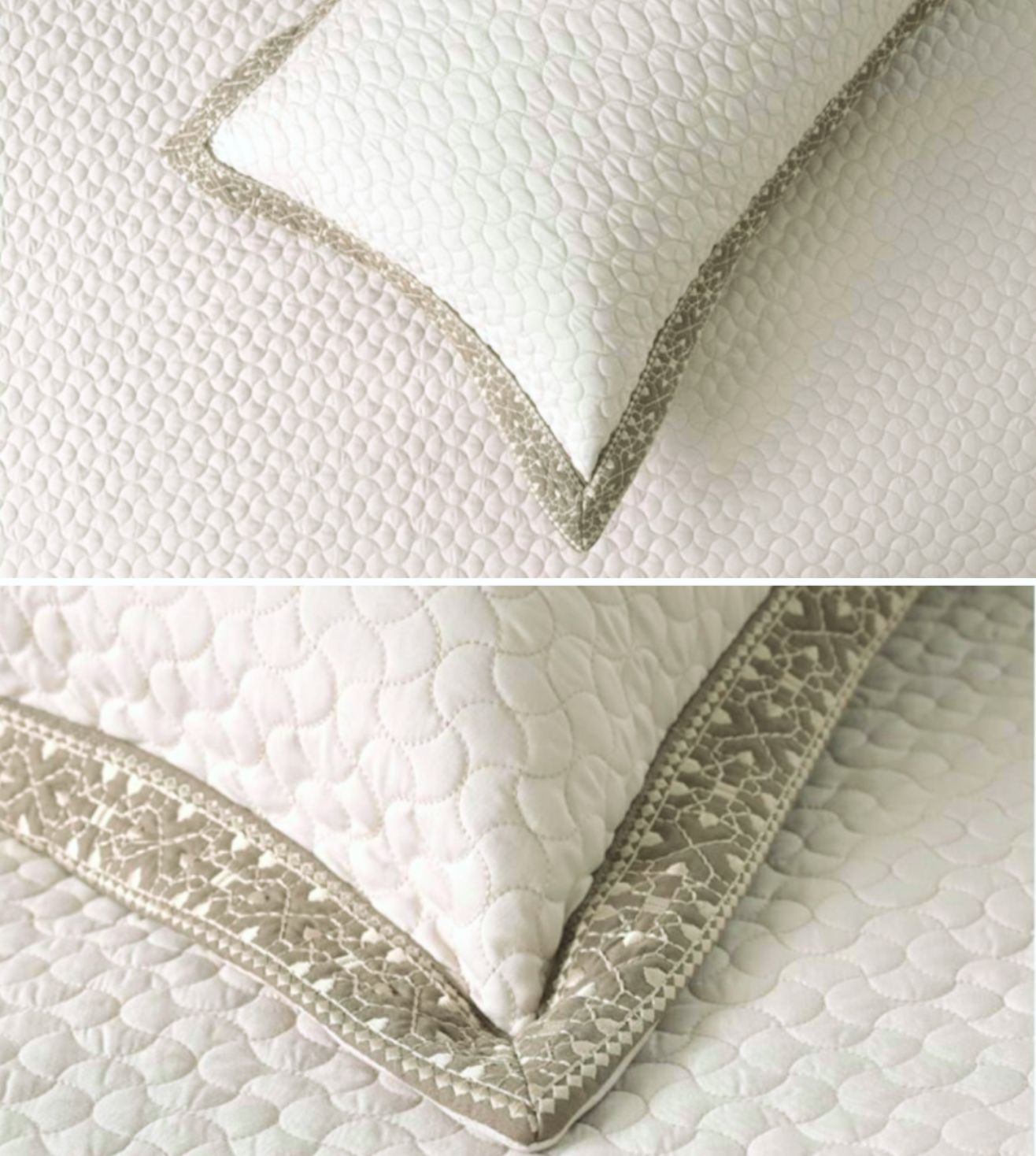 Noir 5-Piece Quilted & Embroidered Bedcover Ensemble - Beige