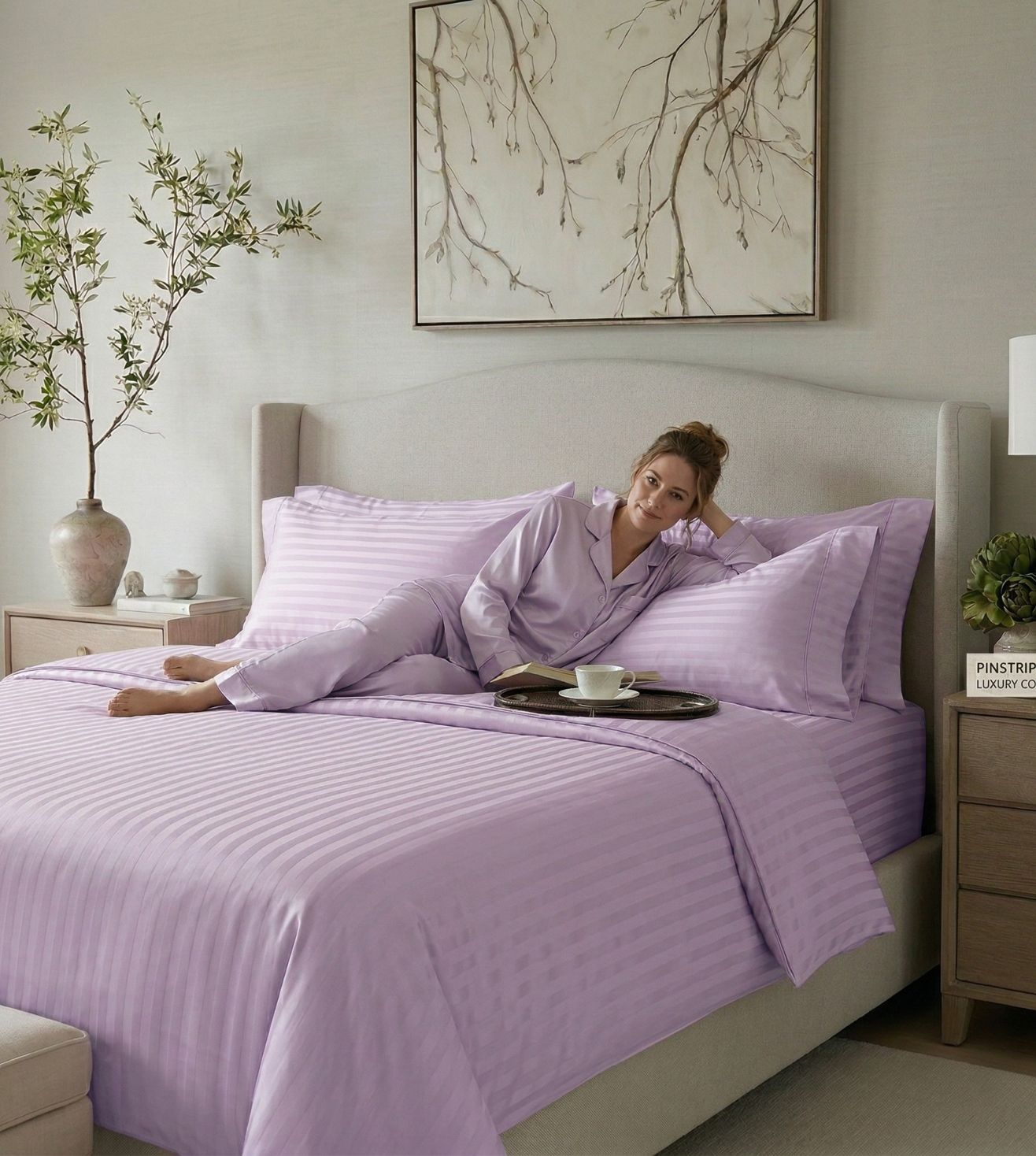 Sapphire 3-Piece 100% Cotton Satin Bedsheet Set - Lavender