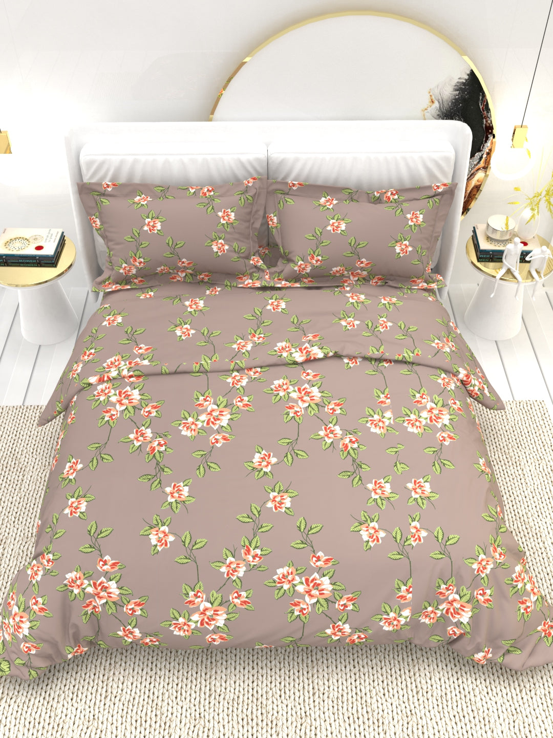 Clay Double Bed Pure Cotton Sheet Set - Dusty Plum