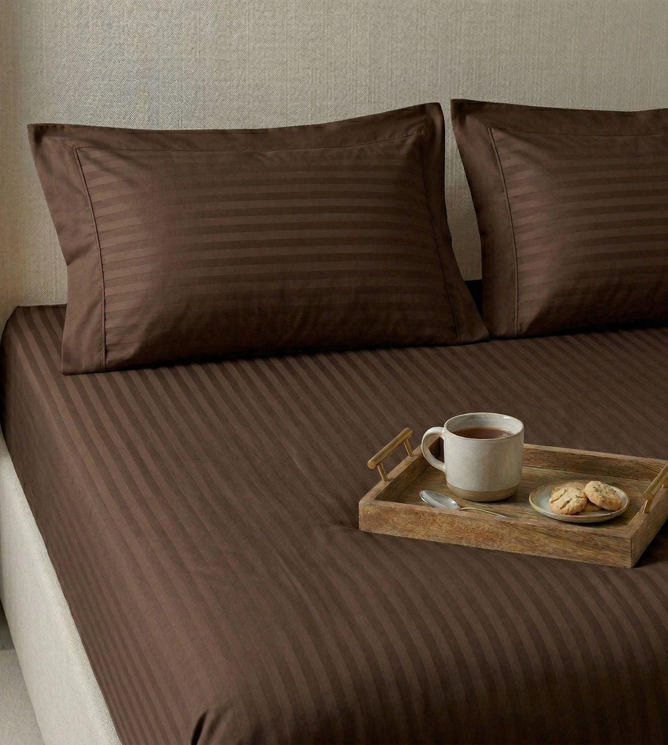 Sapphire 3-Piece 100% Cotton Satin Bedsheet Set - Chocolate Brown