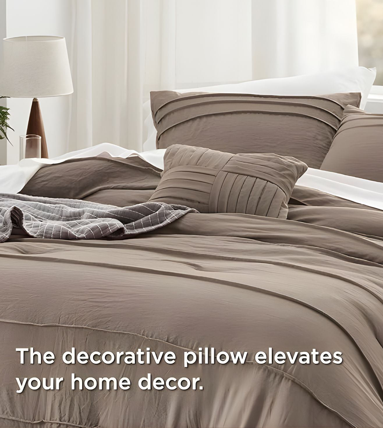 Elysium 5-Piece Hand-Pleated Comforter Ensemble (400Tc Satin) - Mocha