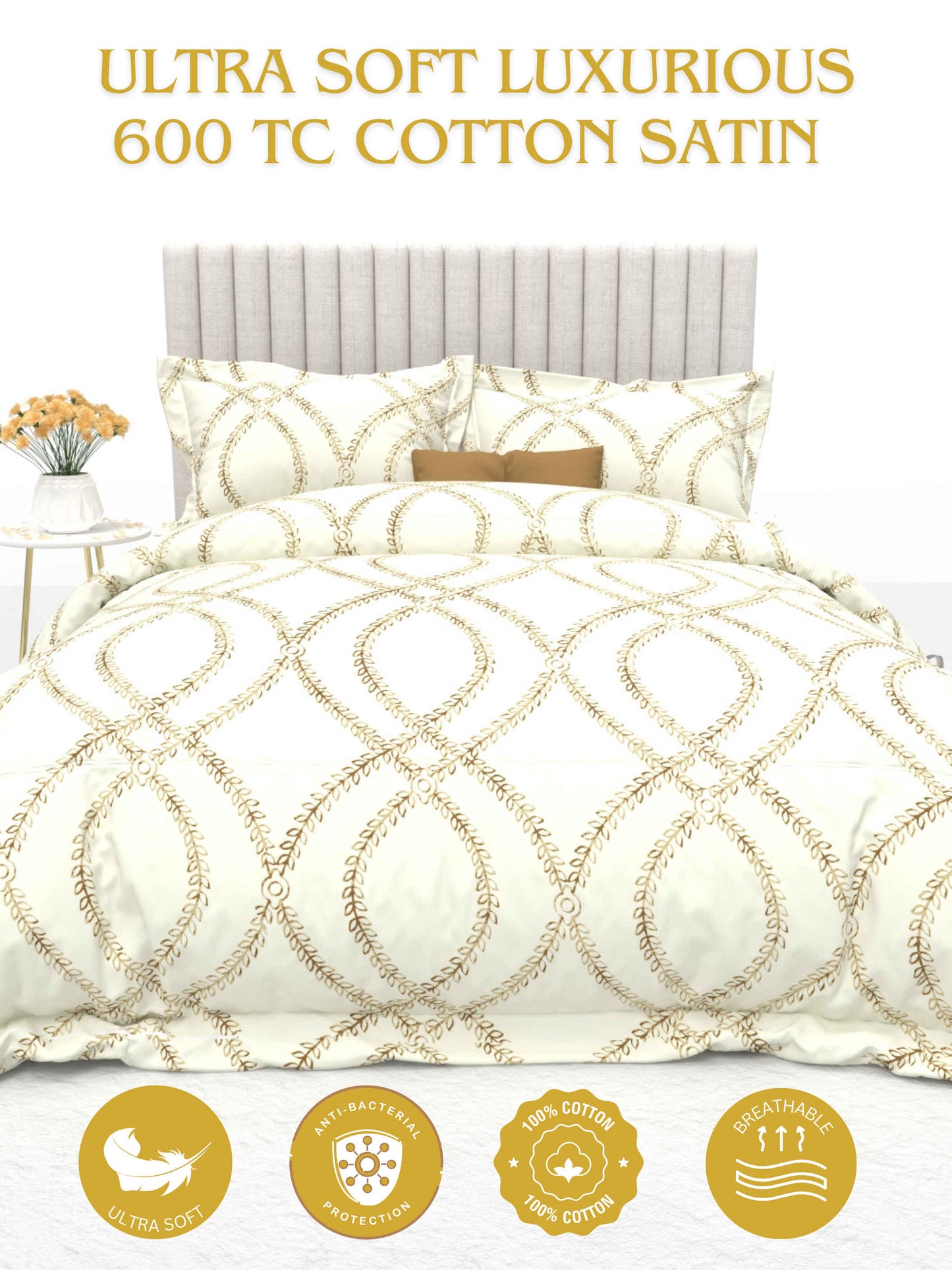 Primrose King Size 600TC Luxury Satin Bedsheet Set - [Insert Design Name]