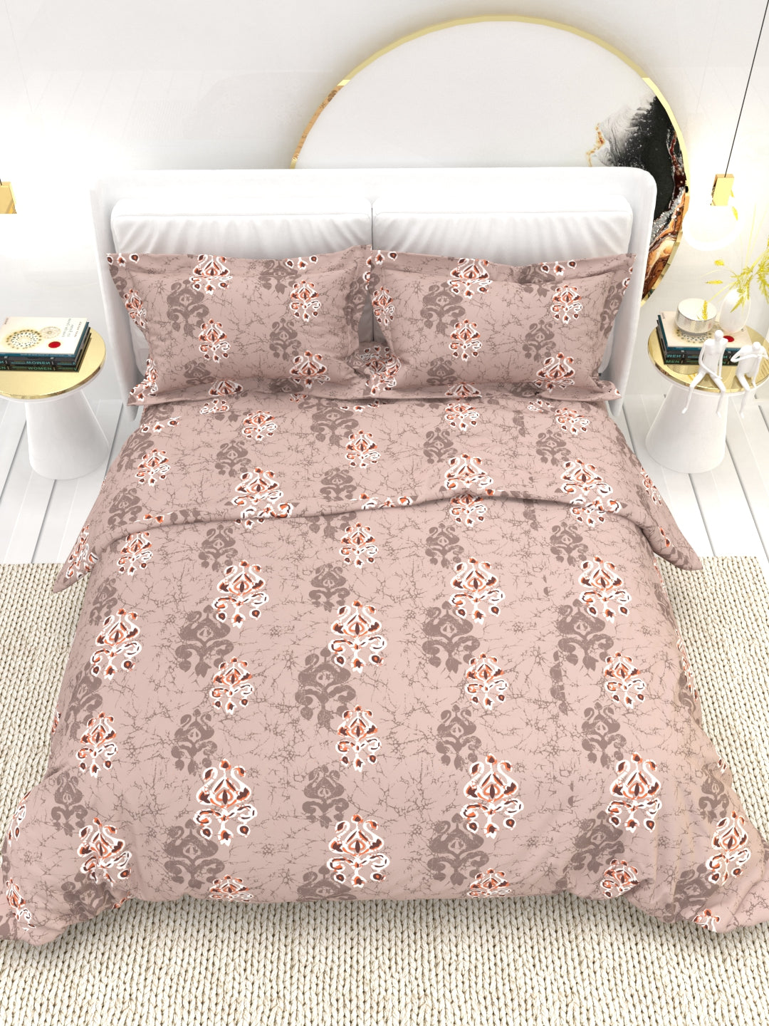 Clay Double Bed Pure Cotton Sheet Set - Dusty Rose