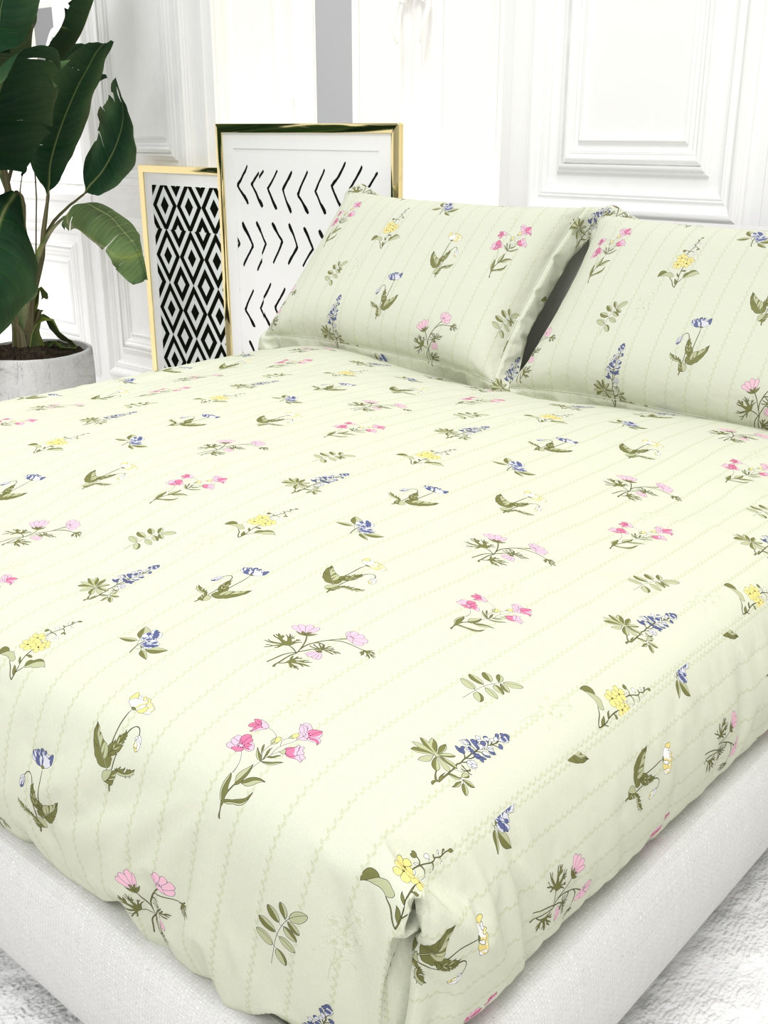 Cider Double Bed Micro-Cotton Sheet Set - Sage Green