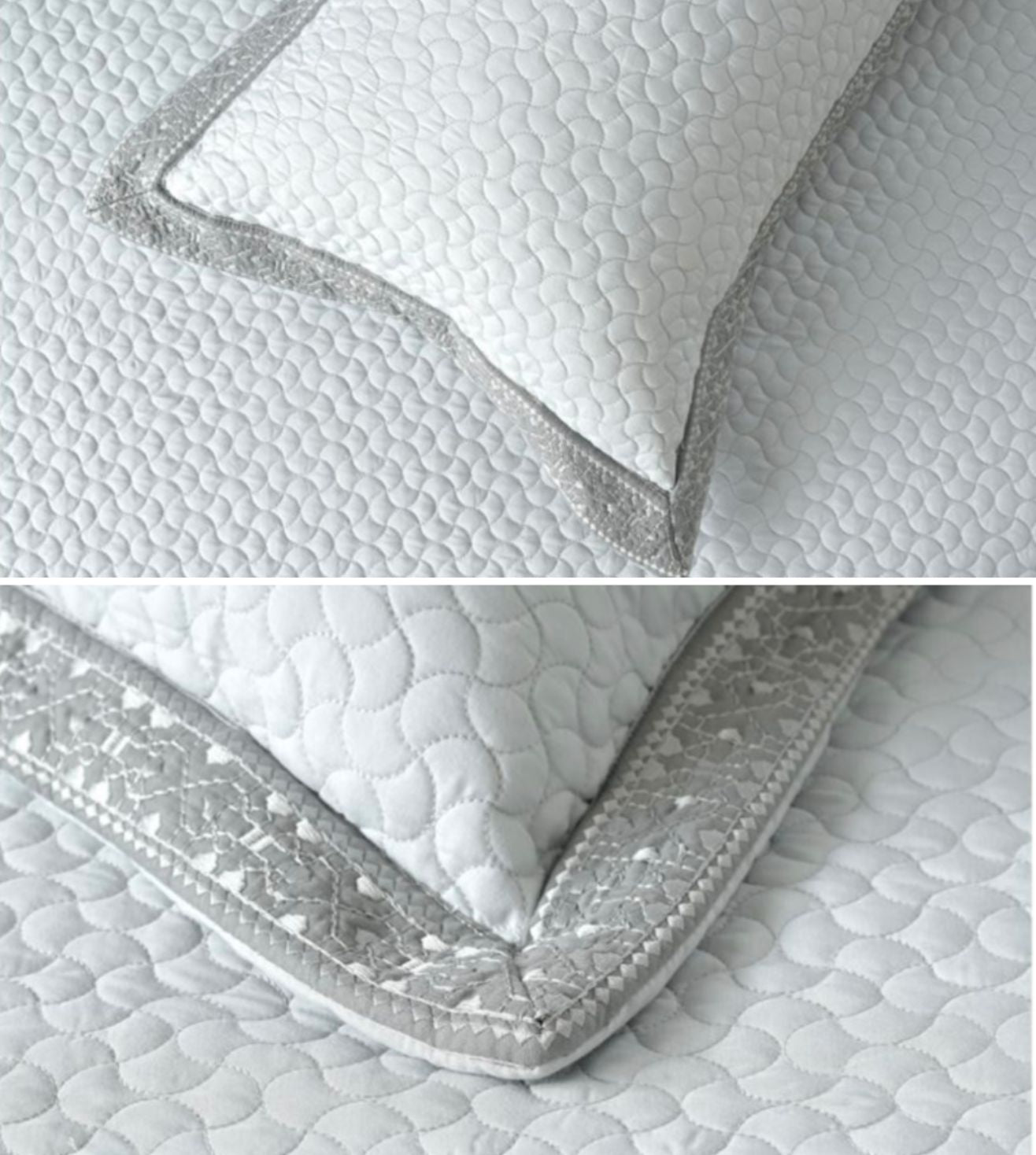 Noir 5-Piece Quilted & Embroidered Bedcover Ensemble - Powder Blue