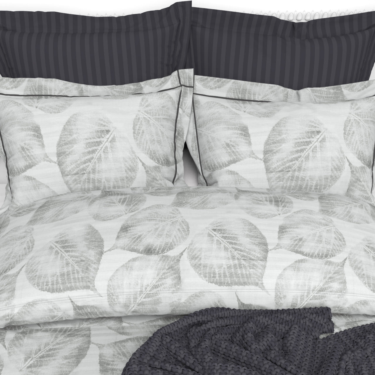 Christie King Size Self-Striped Satin Bedsheet Set (4 Pillow Covers)
