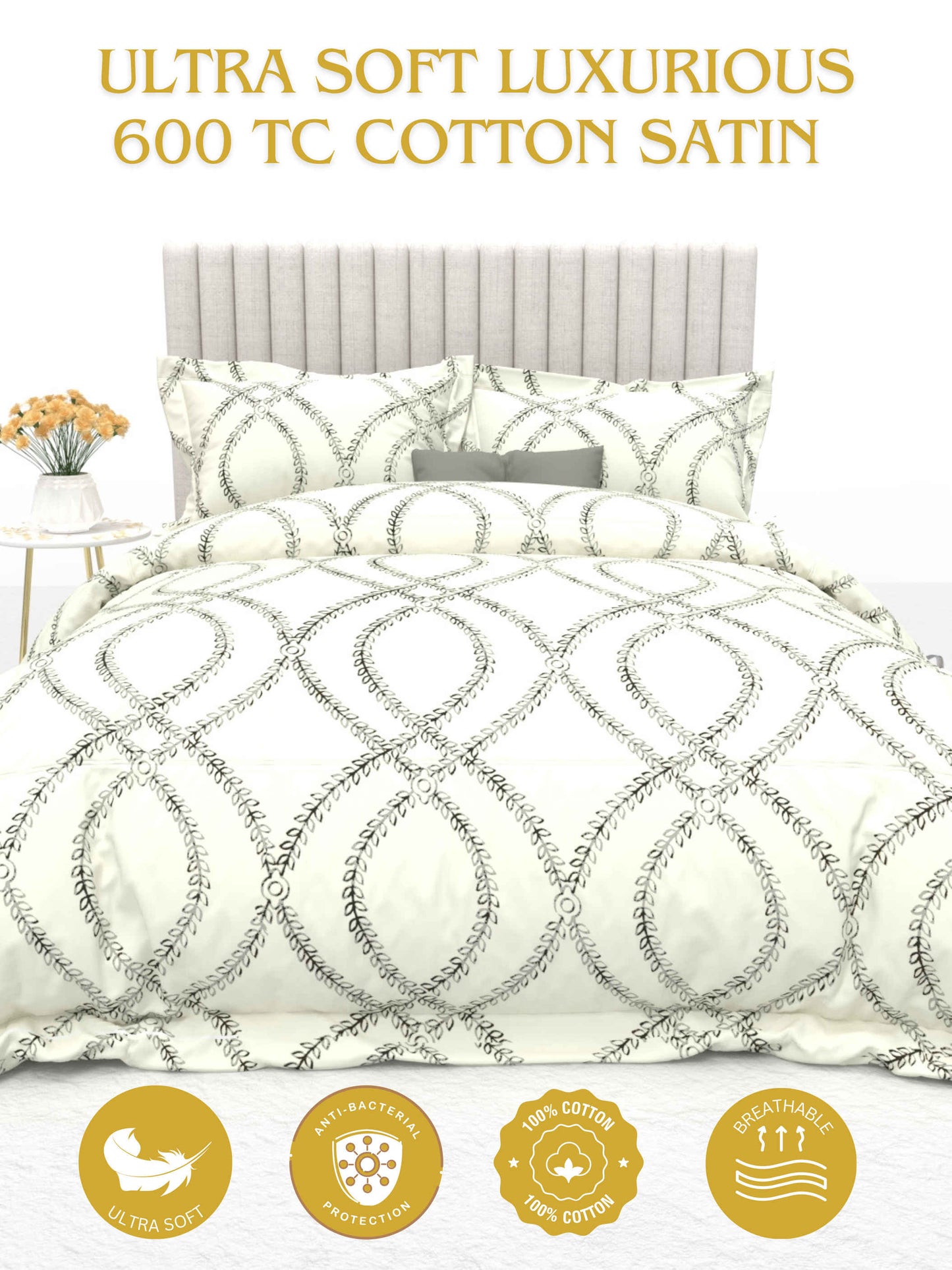 Primrose King Size 600TC Luxury Satin Bedsheet Set - [Insert Design Name]