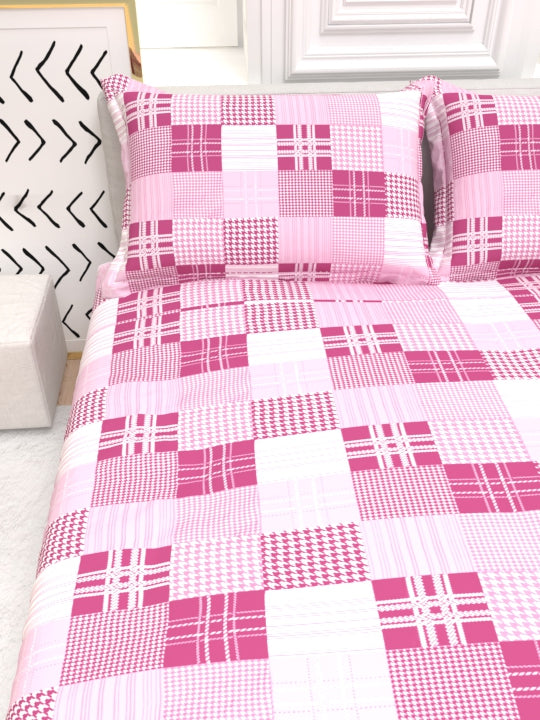 Clay Double Bed Pure Cotton Sheet Set - Dusty Pink