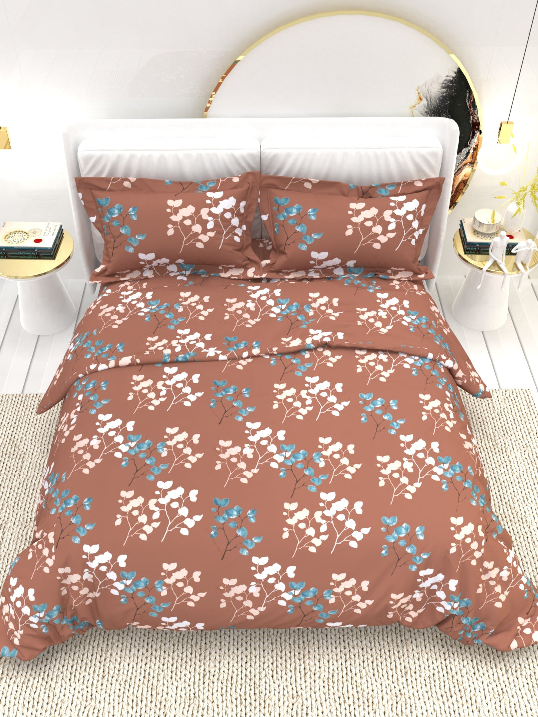 Clay Double Bed Pure Cotton Sheet Set - Rose Brown