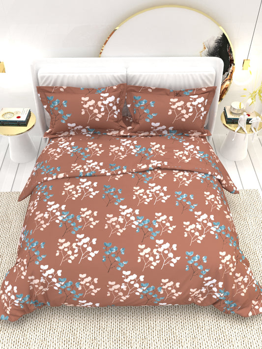 Clay Double Bed Pure Cotton Sheet Set - Rose Brown