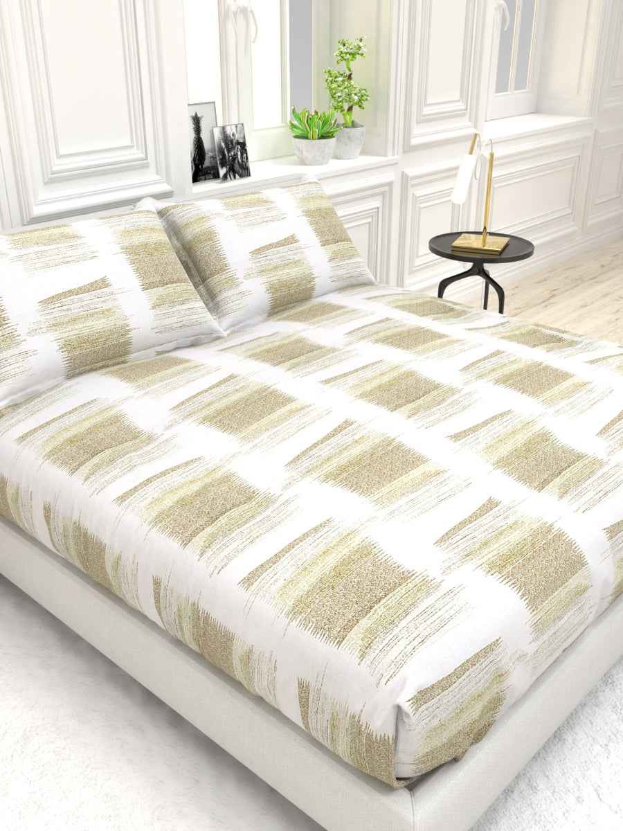 Georgia Double Size Satin Twill Bedsheet Set - Cream & Taupe