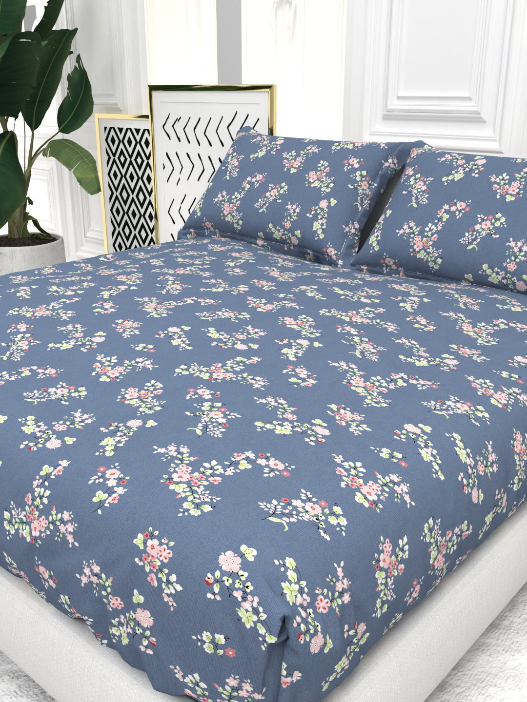 Cider Double Bed Micro-Cotton Sheet Set - Blue