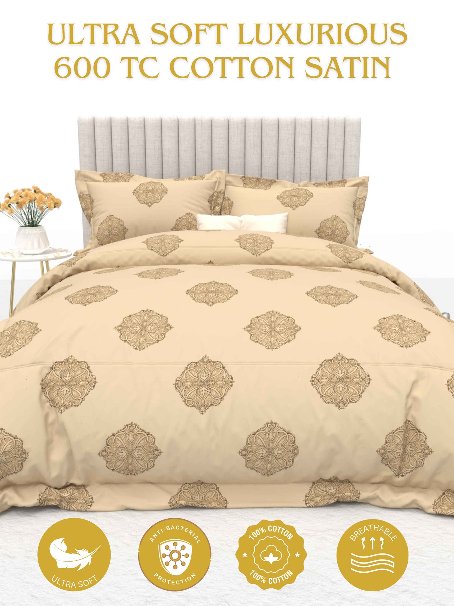 Primrose King Size 600TC Luxury Satin Bedsheet Set - [Insert Design Name]