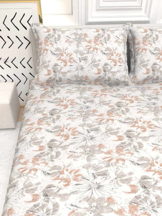 Clay Double Bed Pure Cotton Sheet Set - Cream