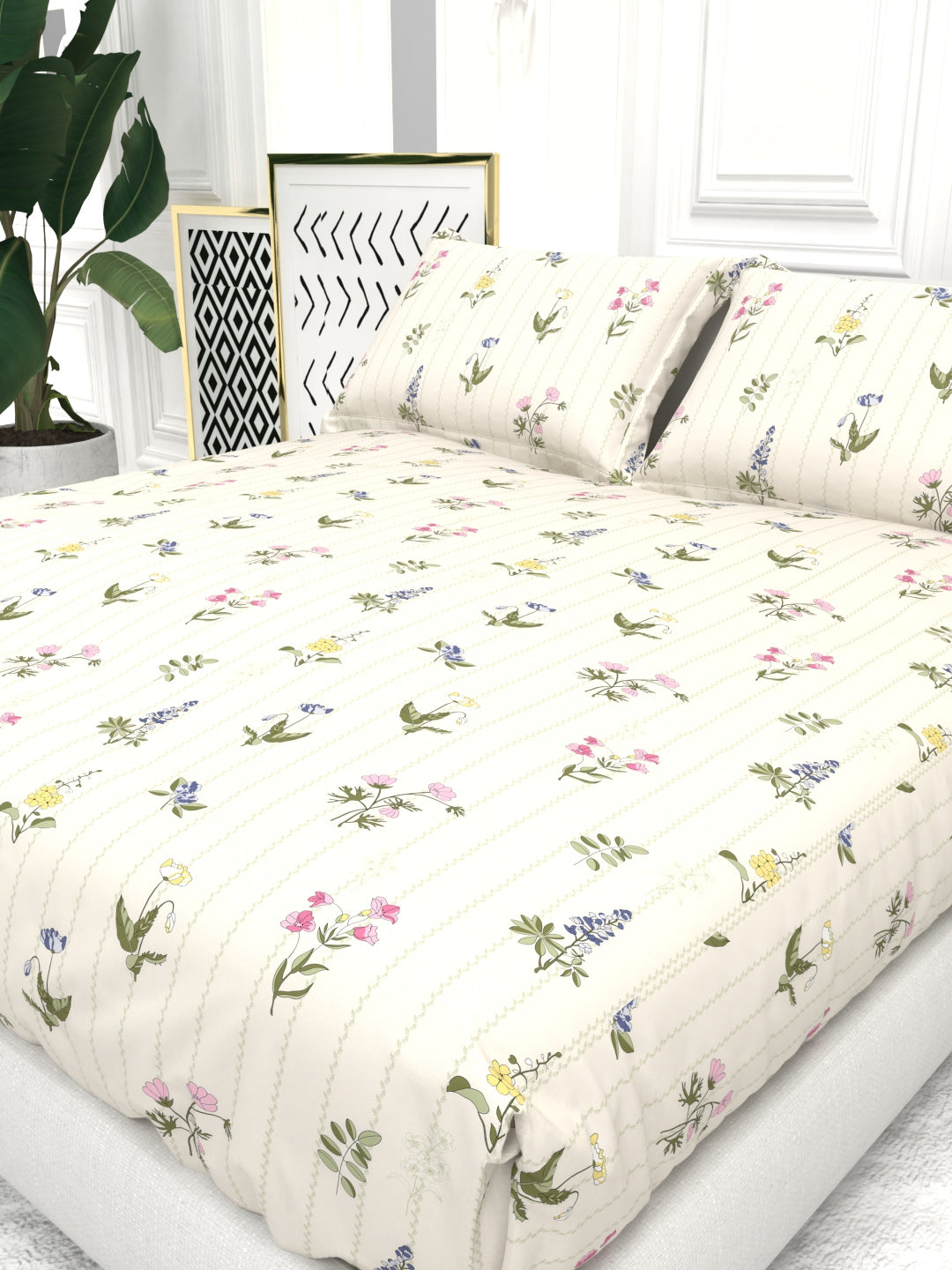 Cider Double Bed Micro-Cotton Sheet Set - Ivory