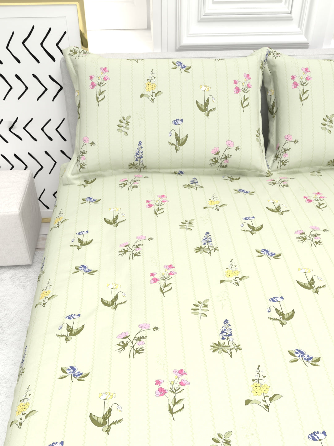 Cider Double Bed Micro-Cotton Sheet Set - Sage Green