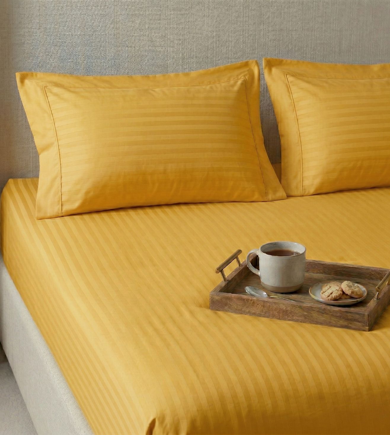 Sapphire 3-Piece 100% Cotton Satin Bedsheet Set - Yellow