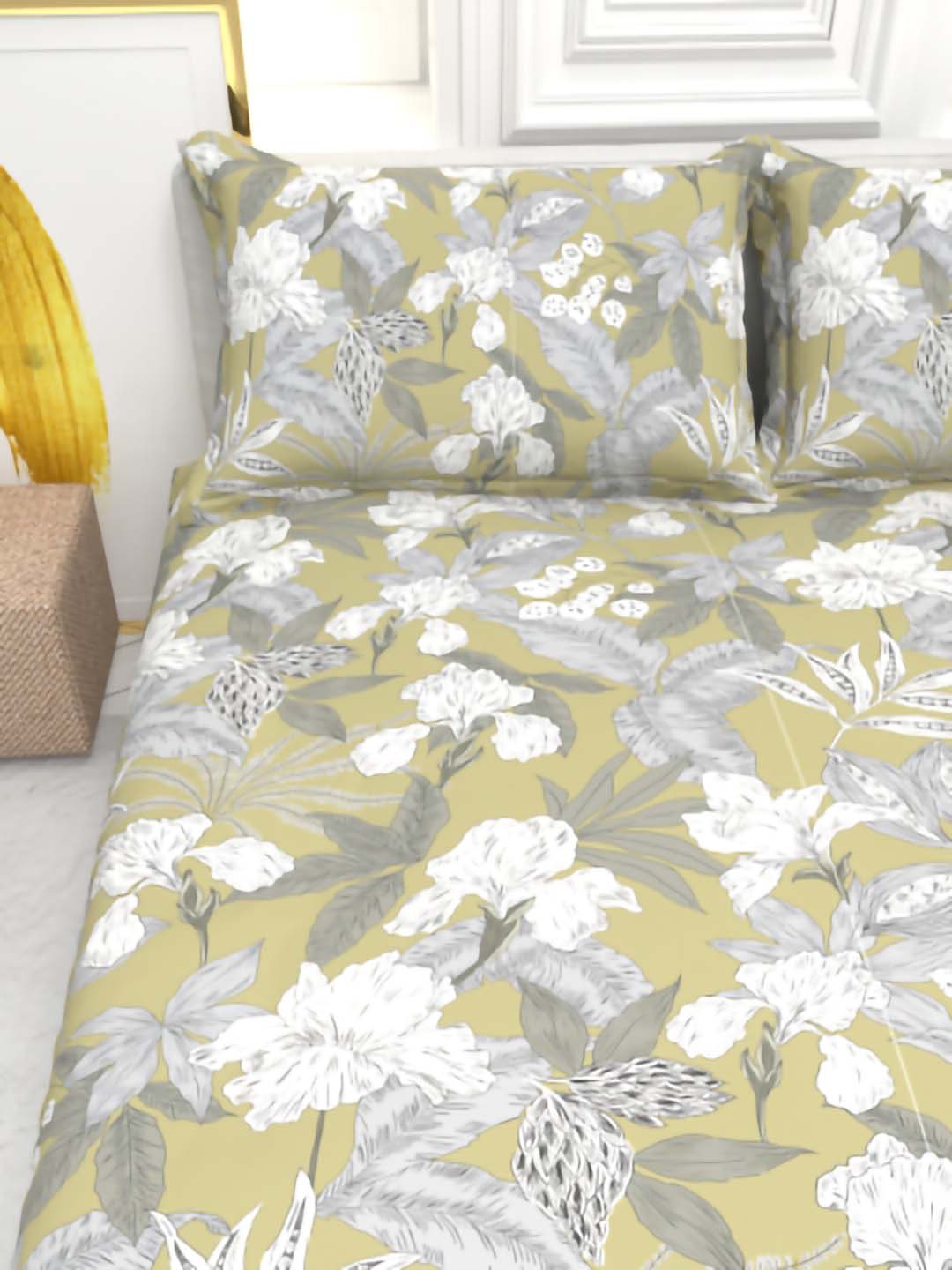 Cider Double Bed Micro-Cotton Sheet Set - Olive Green