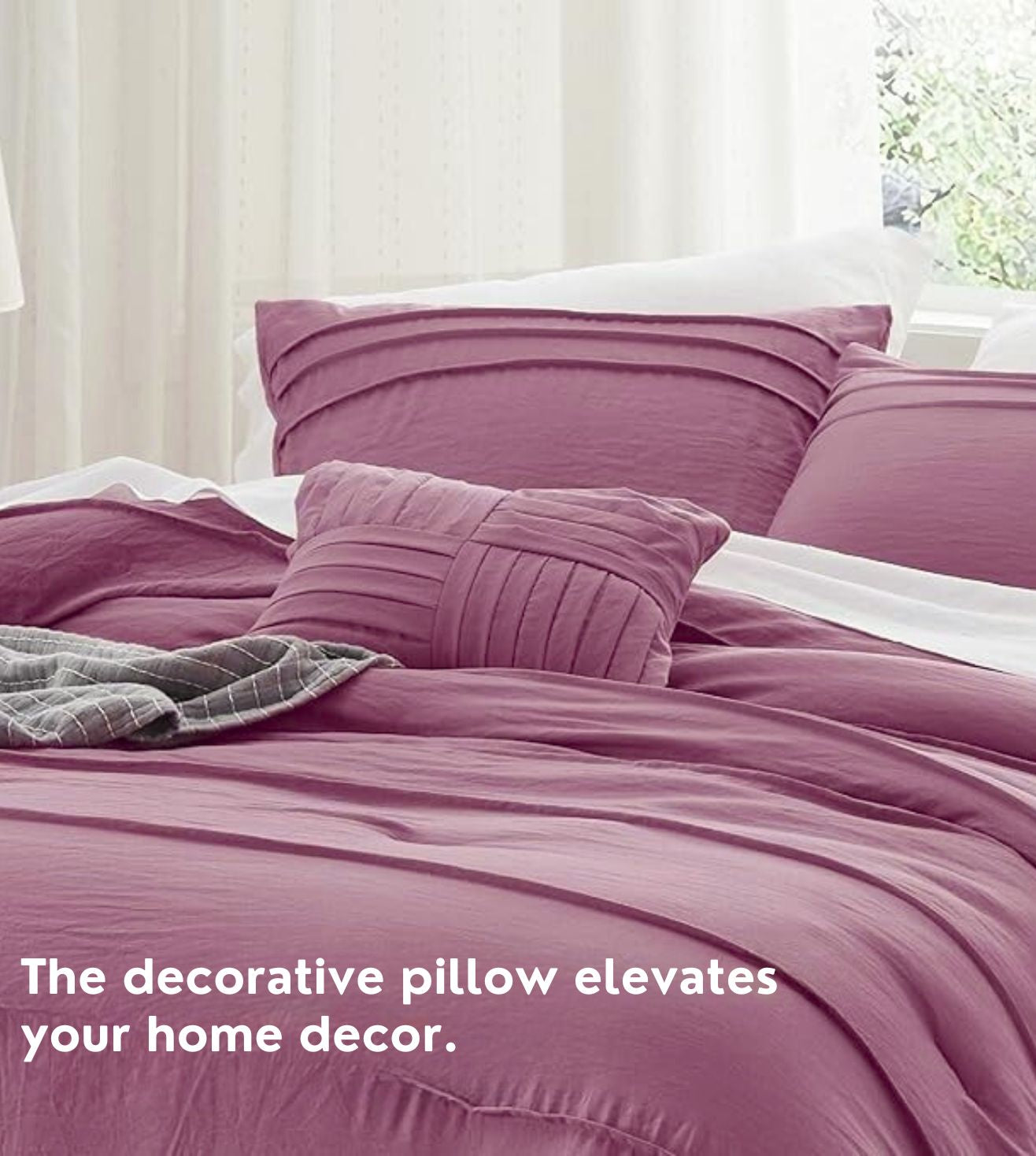 Elysium 5-Piece Hand-Pleated Comforter Ensemble (400Tc Satin) - Plum