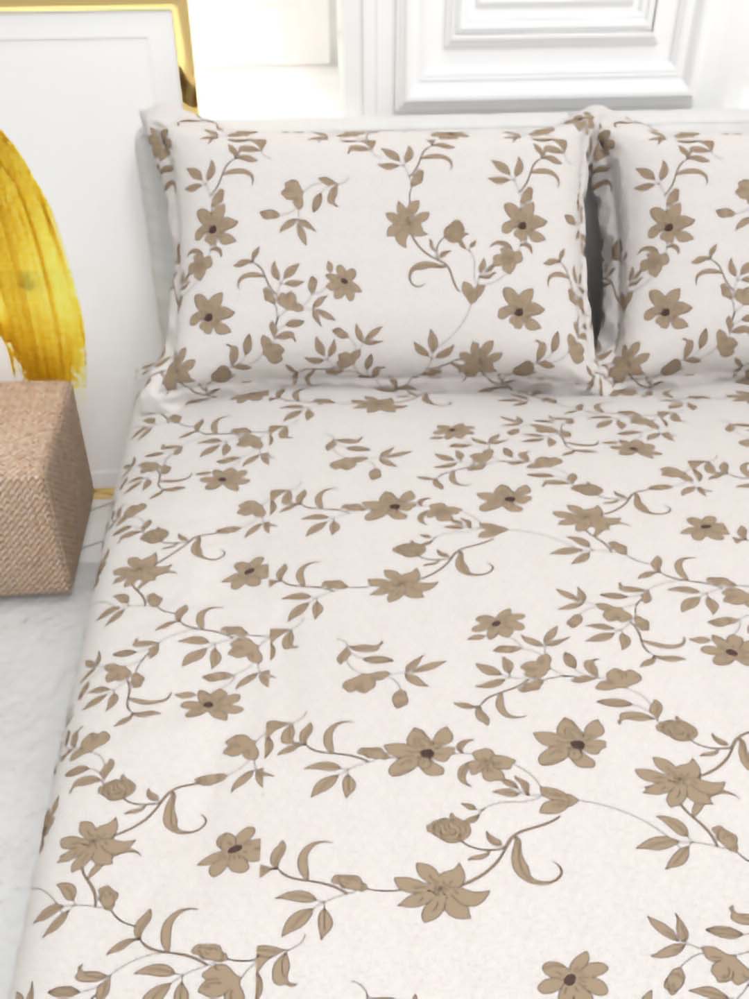 Cider Double Bed Micro-Cotton Sheet Set - Beige Brown