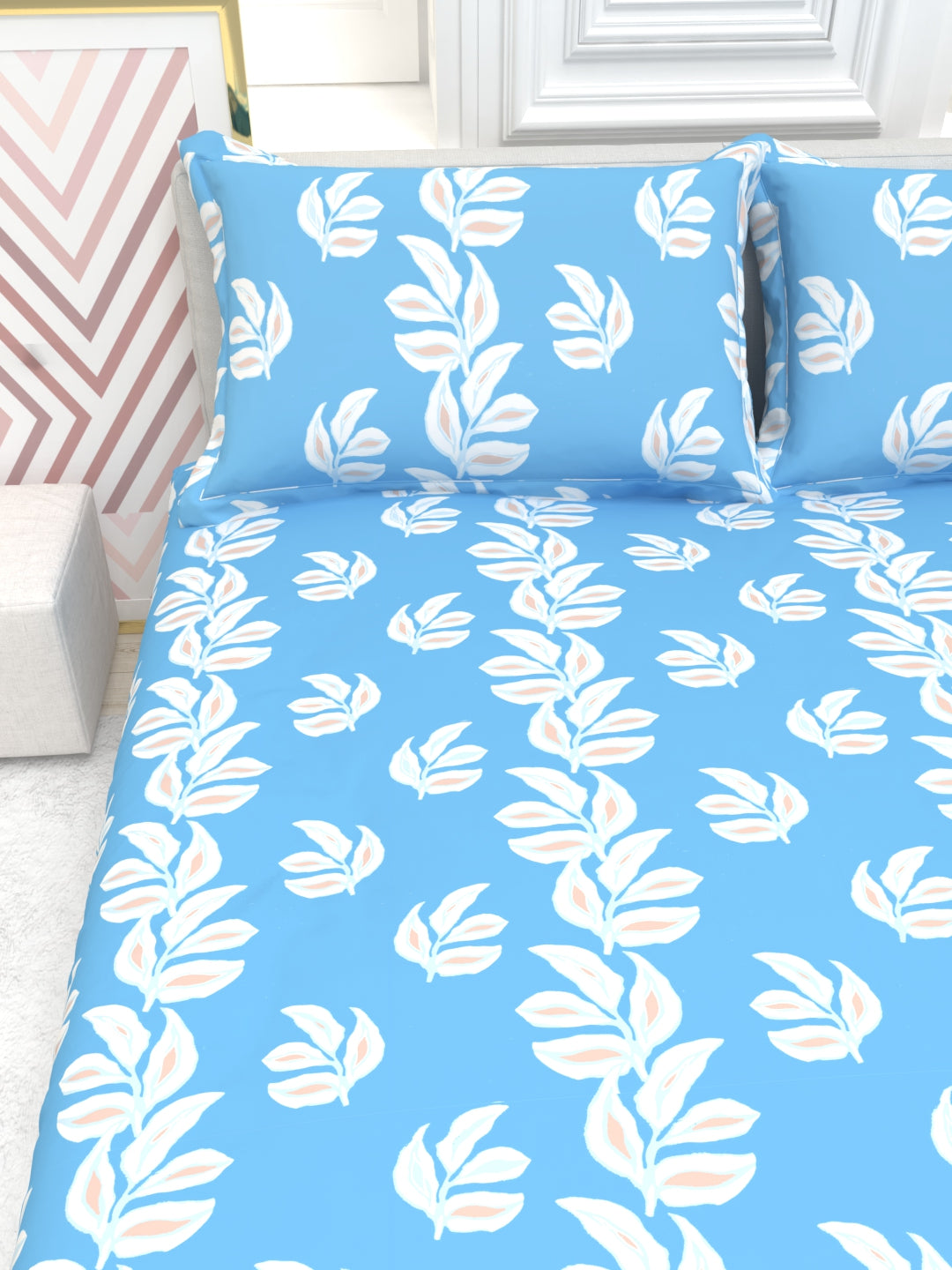 Orchid King Size Percale Bedsheet Set - Blue