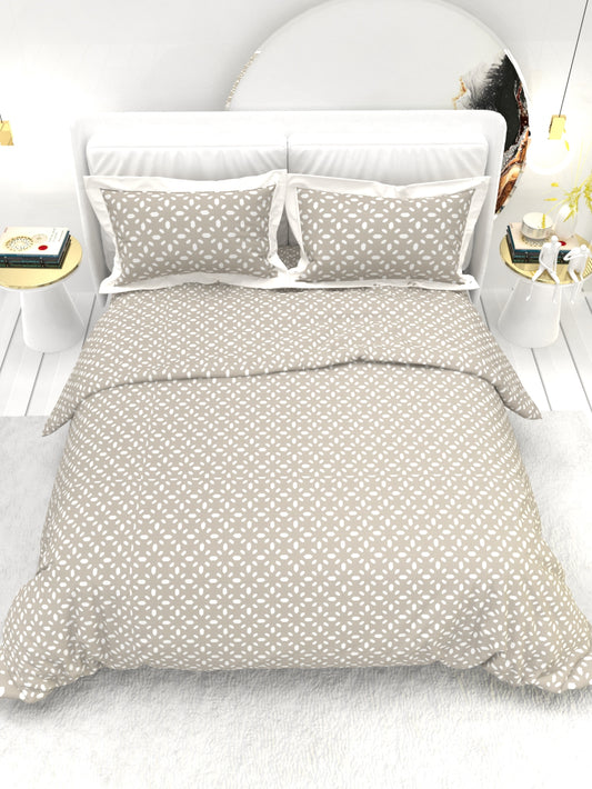 Carnation King Size Bedsheet Set with Contrast Border - Soft Gray