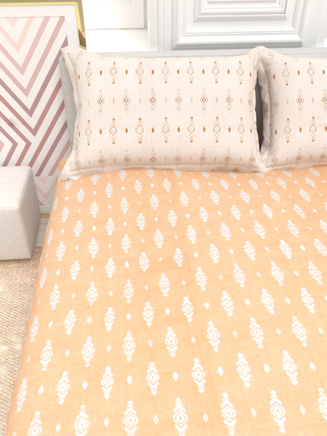 Orchid King Size Percale Bedsheet Set - Peach